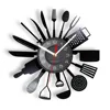 Cooking Set Wall Clock Knife Fork Spoon Vinyl Record Kitchen Home Decor Reloj De Pared Quartz Watch Zegar Scienny 1
