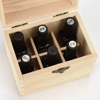 

1PC 6 Slots Wooden Essential Oil Bottle Case Nail Polish Box Holder Aroma Container Cosmetics Storage Vinatge Wood Case