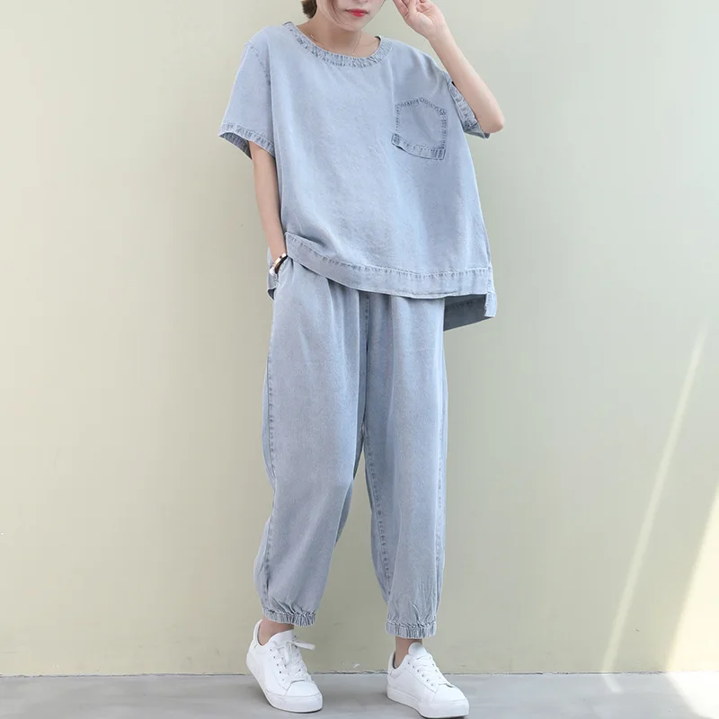Max LuLu/Новинка 2020 корейские модные женские летние джинсовые костюмы повседневные