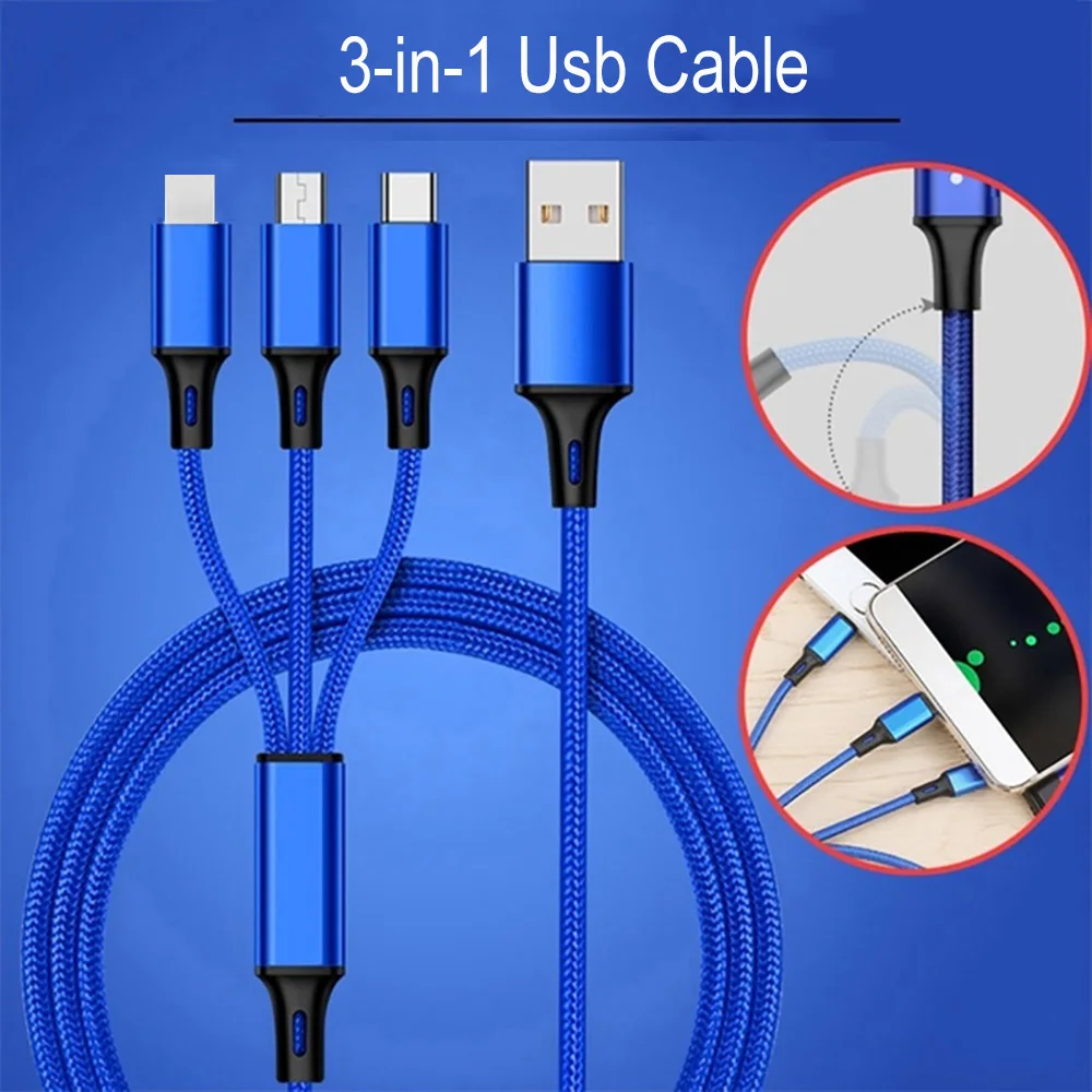 Кабель для передачи данных USB 3 в 1 кабель быстрой зарядки Android Type-C ios Xiaomi Huawei Samsung |