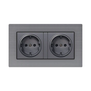 

KAMANNI With Dual Home USB Plug Charger Wall-Mounted Double EU Standard Stainless Steel Panel Electronic Socket Power Socket
