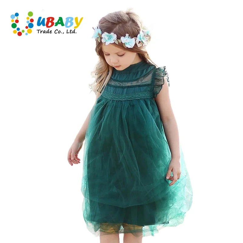 Baby Girls Summer Lace Tutu Green Dress Children Kids 2020 New Sleeve-less Lovely Fashion Clothing Red/ Green/ Beige/ Brown | Детская