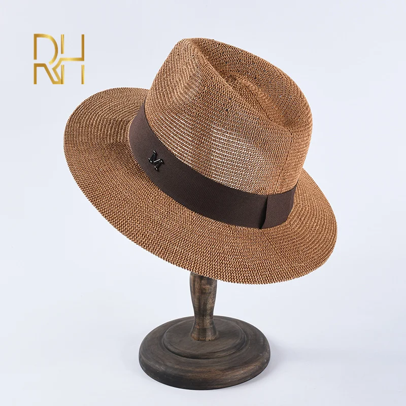 RH западный стиль дышащая бумажная фетровая соломенная шляпа винтажная шикарная с широкими полями джазовая ковбойская Кепка для мужчин и женщин