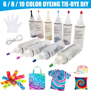 

Tie Dye Kits 6/8/10 Colors Tie-Dye Kit Fabric Textile Paints Colorful Tie Dying Sets DIY Handmade Project QP2