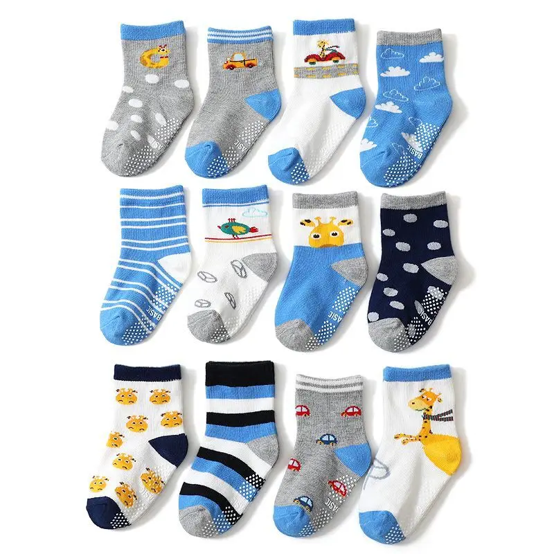 12 пар/партия Детские хлопковые нескользящие носки|baby socks|cotton baby socksfloor socks |