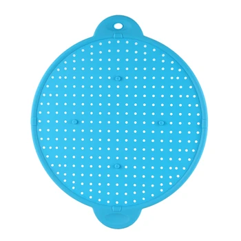 

3 In 1 Kitchen Splatter Screen Silicone Oil Splatter Guard Guard Heat Insulation Cooling Mat For Frying Pan Screen Strainer Blue