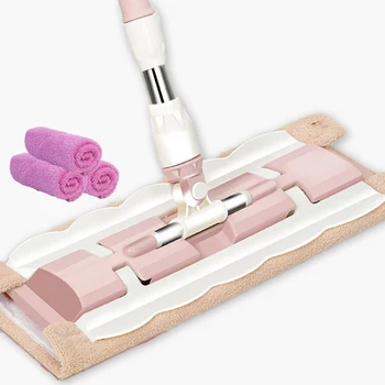 

360 Degree Spin Mop with Large Microfiber Pads Flat Mop Floor Telescopic Handle Home Windows Kitchen Floor Cleaner Wood Ceramic