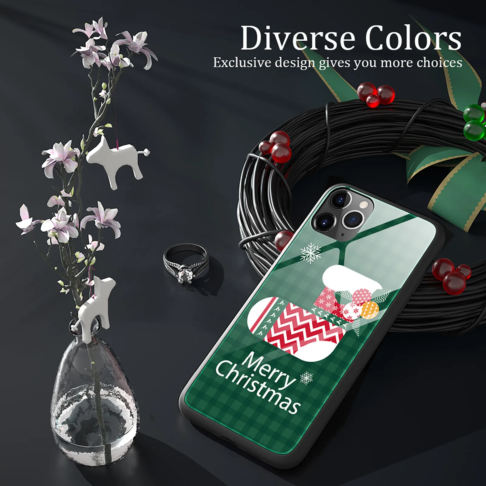 

Christmas cover silicone glass ultra-thin phone case for iPhone12 / Pro 6.1 inch new dustproof phone case iphone 12 pro case 50*