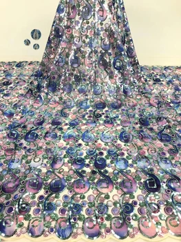 

Sequined lace fabric 2019 high quality latest African French tulle lace fabric, Nigerian women's evening dress FJ3451