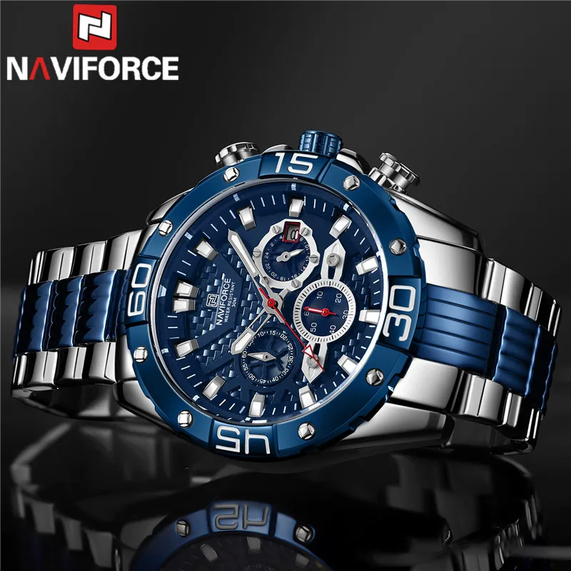 Часы наручные NAVIFORCE Мужские кварцевые в стиле милитари спортивные брендовые