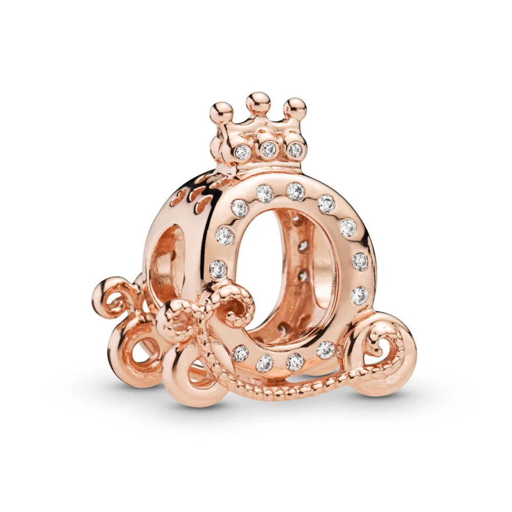 

PANDULASO 2019 Autumn Rose Gold Crown Carriage Charm Bead amazing Fit Pandora Bracelet Original Necklace Pendant Beads Jewelry