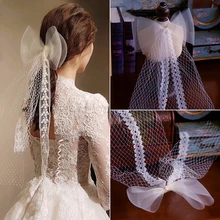 Moda velo de lazo encaje hecho a mano velos de boda adornos para cabello de novia boda tocado Barrettes joyería para novia