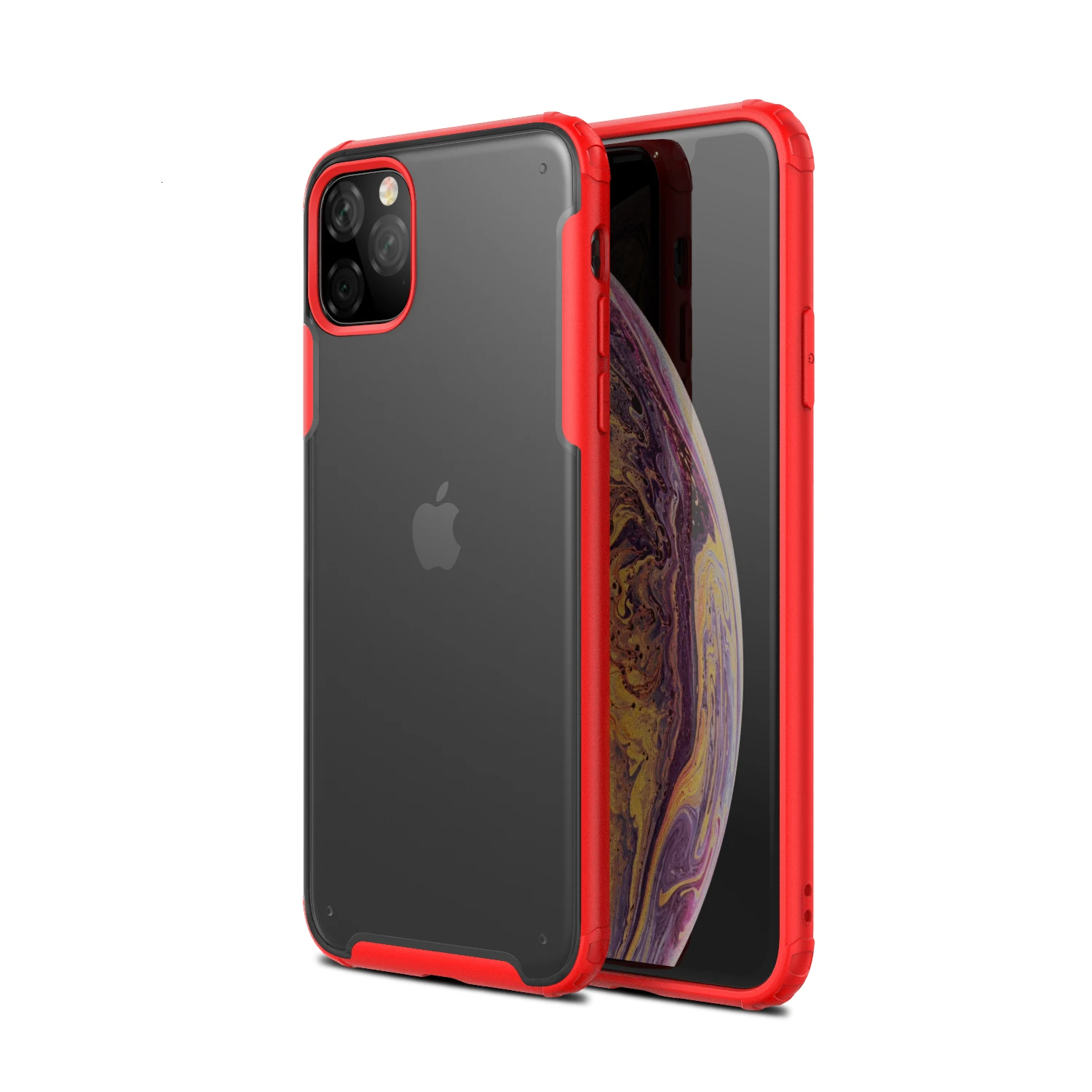 Ударопрочный бампер Броня чехол для Apple iPhone 11 Pro XS Max XR X 8 Plus 7 мягкий чехол для телефона рамка жесткая задняя панель из поликарбоната 50 шт - Цвет: Red