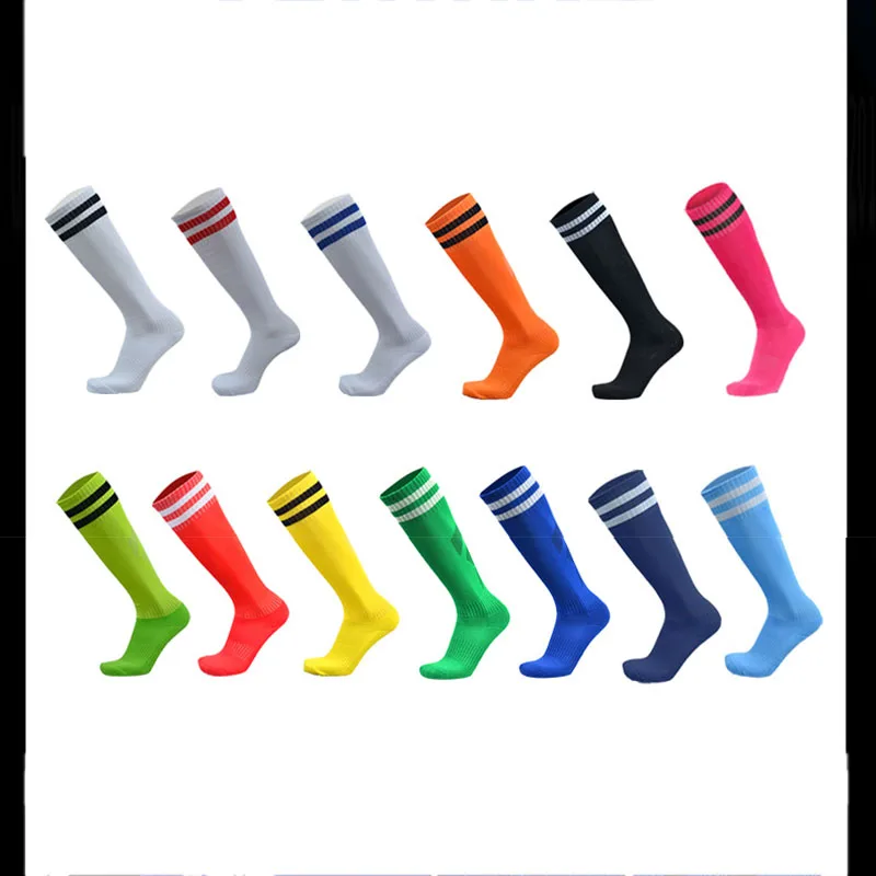 2019Children Football Socks Boys Soccer Sock Kid's Above Knee Plain Socks Long Soccer Stockings Men Over Knee High Sock Baseball