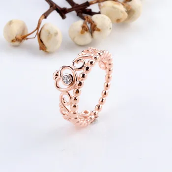 

Original 925 Sterling Silver Pan Ring Rose Gold Retro Crown Ring For Women Wedding Party Gift Fashion Jewelry