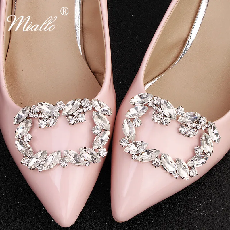 

Miallo 2019 Newest Big Austrian Crystal Pearls Handmade Women Bridal Shoe Clips Wedding Alloy Bride Bridesmaid Shoe Buckle