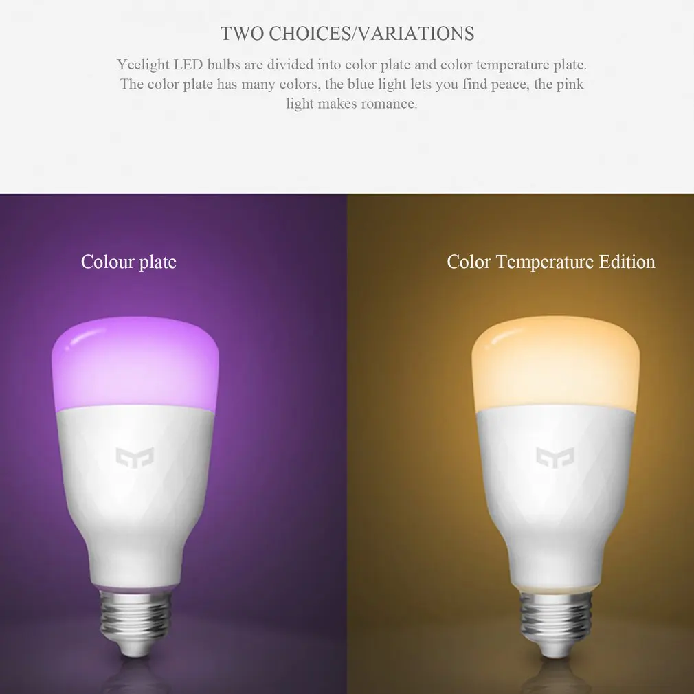 [Английская версия] умный светодиодный светильник Xiao mi Yeelight цветной 800 люмен 10 Вт E27 лимонный смарт-светильник для mi Home App белый/RGB опция