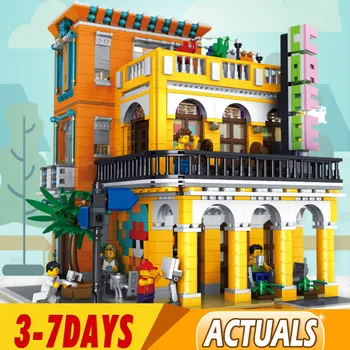 

3158 Pcs MOC City Creator Cafe Havana Shining Corner Street View Model Modular Building Kits Blocks Bricks Toys Christmas Gift