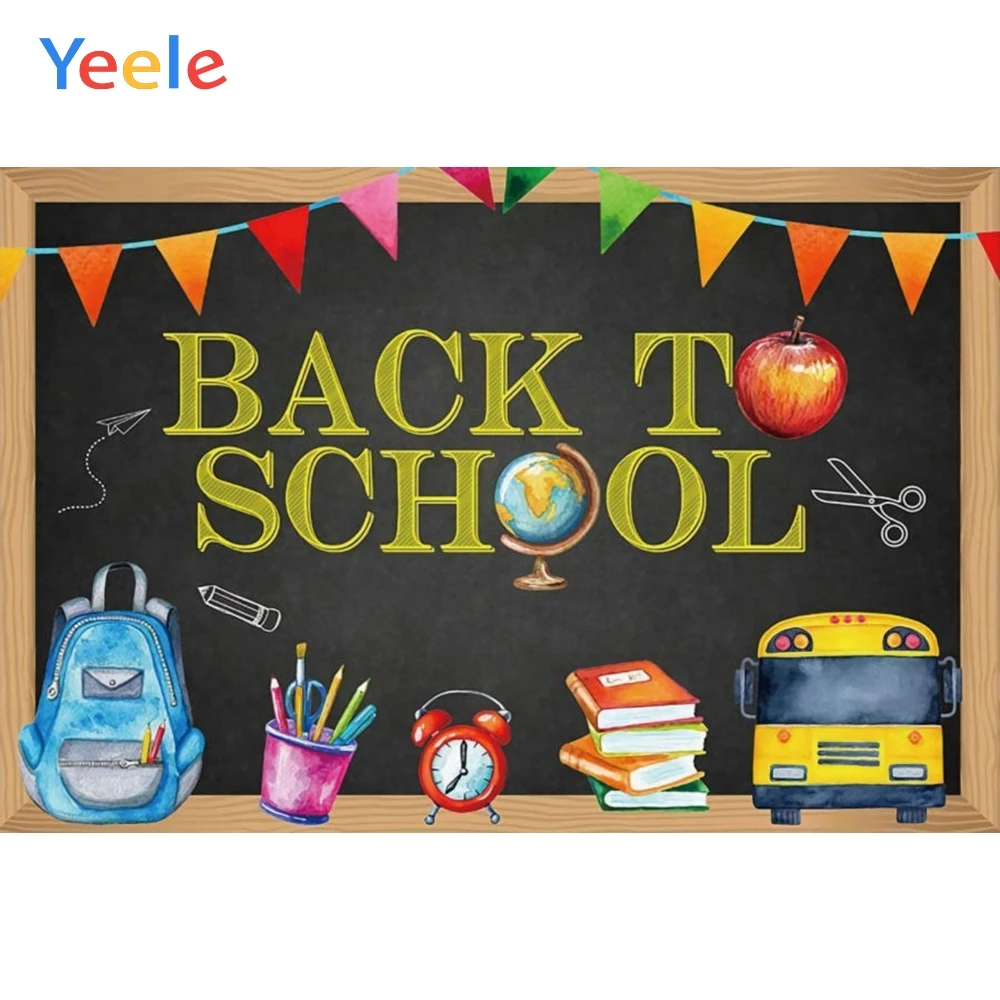 

Children Back To School Bag Books Blackboard Baby Shower Vinyl Backdrop Photography Background For Photo Studio Photophone Shoot