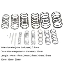 10 pièces 0.9*16*10-50mm ressort en acier petit dégagement de Compression ressort de rappel mécanique ressort de pression OD 16mm 0.9x16x10-50mm