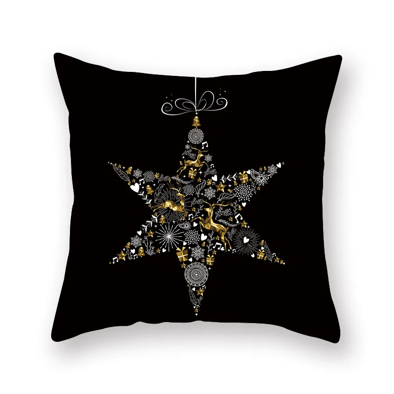 45*45 см Рождественский Золотой Лось подарок черный чехол для подушки Печатный персиковый кашемировая Подушка Чехол для офиса