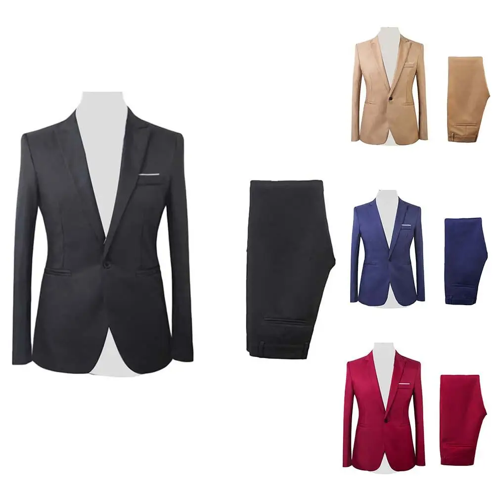 

2019 Asian Size Mens Suits Set Formal Blazer pants Marriage Tuxedo male 2 Piece suit set Terno wedding mens suit