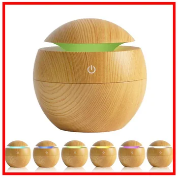 

USB Aroma Air Humidifier Essential Oil Diffuser Wood Grain Ultrasonic Cool Mist Maker 7 Color Change LED light for Home Car