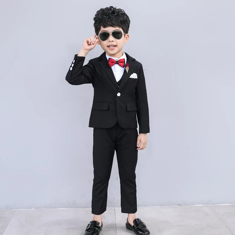 Dollplus/детский Свадебный костюм для мальчиков, детский Блейзер деловой костюм детский комплект одежды на день рождения, пиджак+ жилет+ штаны, комплекты из 3 предметов