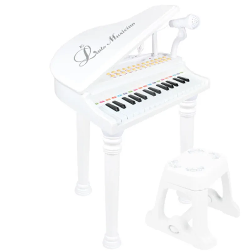 White 31 Ключ Дети пианино игрушки электронная клавиатура фортепианный микрофон Обучающие игрушки, музыкальный инструмент подарок 3 цвета поставки - Цвет: White