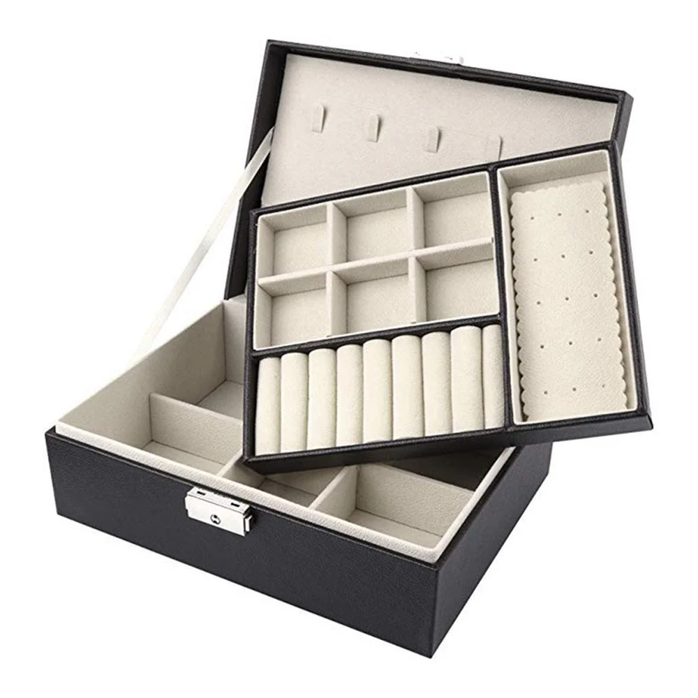 Exquisite Jewelry Box Women Leather Packaging Necklace Rings Earrings Bracelet Storage Organizer Display Gift Boxes Case