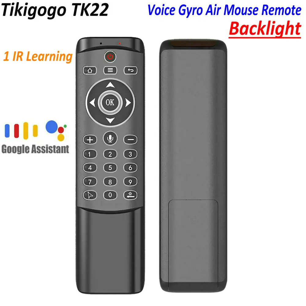 TK22 подсветка гироскопа воздушная мышь 1 ИК обучение Google помощник голоса для Android Smart tv Box PK T1M G10 G20 G30 s пульт дистанционного управления