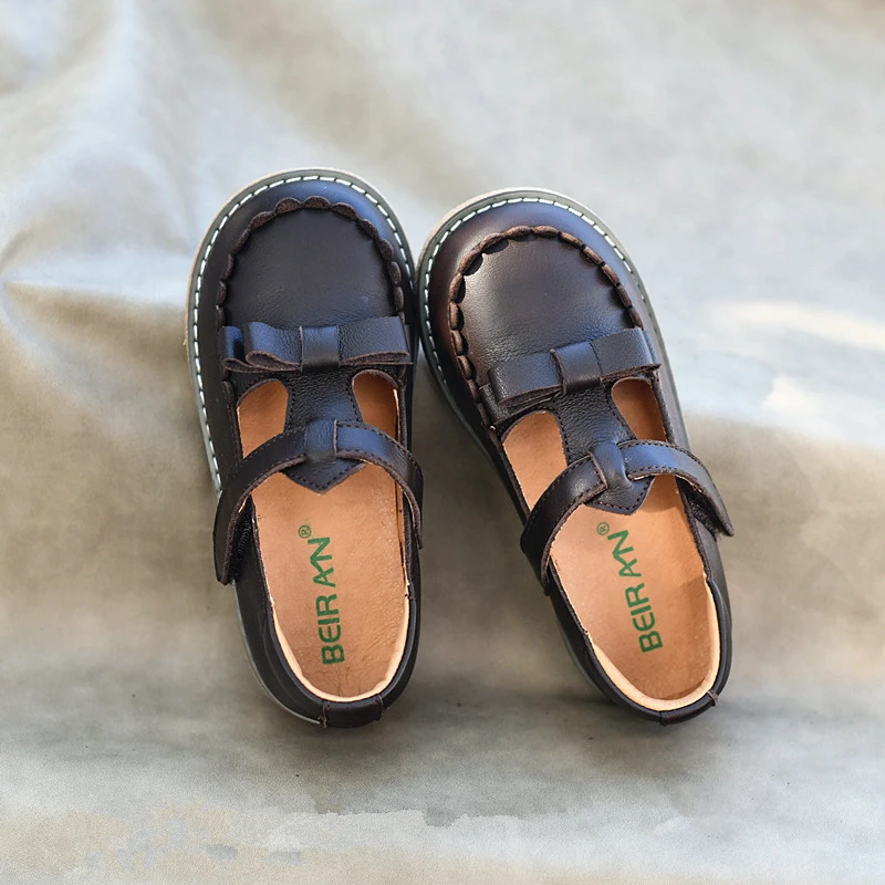 Genuine Leather Spring and Autumn Children Casual Shoes Fashion Bow Soft Cowhide Kids Student Shoes Baby Girls Flat Shoes