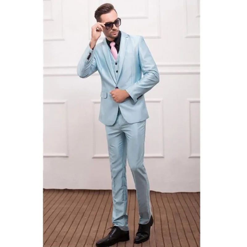 Сплошной цвет slim fit мужской костюм из 3 предметов свадебное платье мужской повседневный деловой пиджак Свадебный Выпускной костюм жениха одежда смокинг
