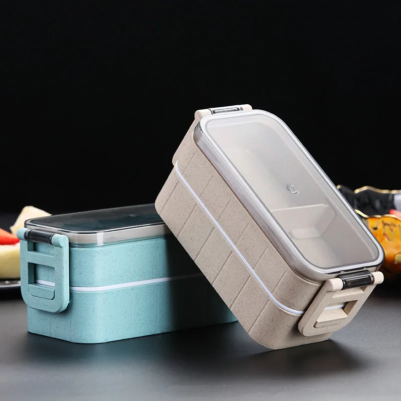 

GH Microwave Bento Box Wheat Straw Child Lunch Box Leak-Proof Bento Lunch Box For Kids School Food Container