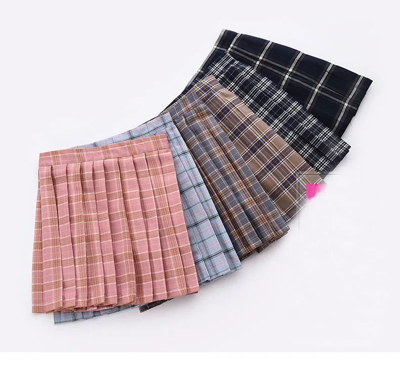 GOHYPDUG School Dresses Plaid Pleated Skirt Students Cosplay Anime Pleated Skirt Jk Uniforms Sailor Suit Short Skirts for Girl 6