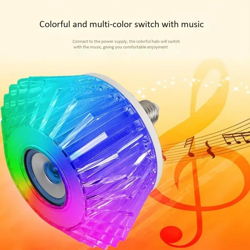 

E27 bluetooth music crystal bulb Mobile phone wireless speaker LED colorful lights room atmosphere lighting sound smart audio