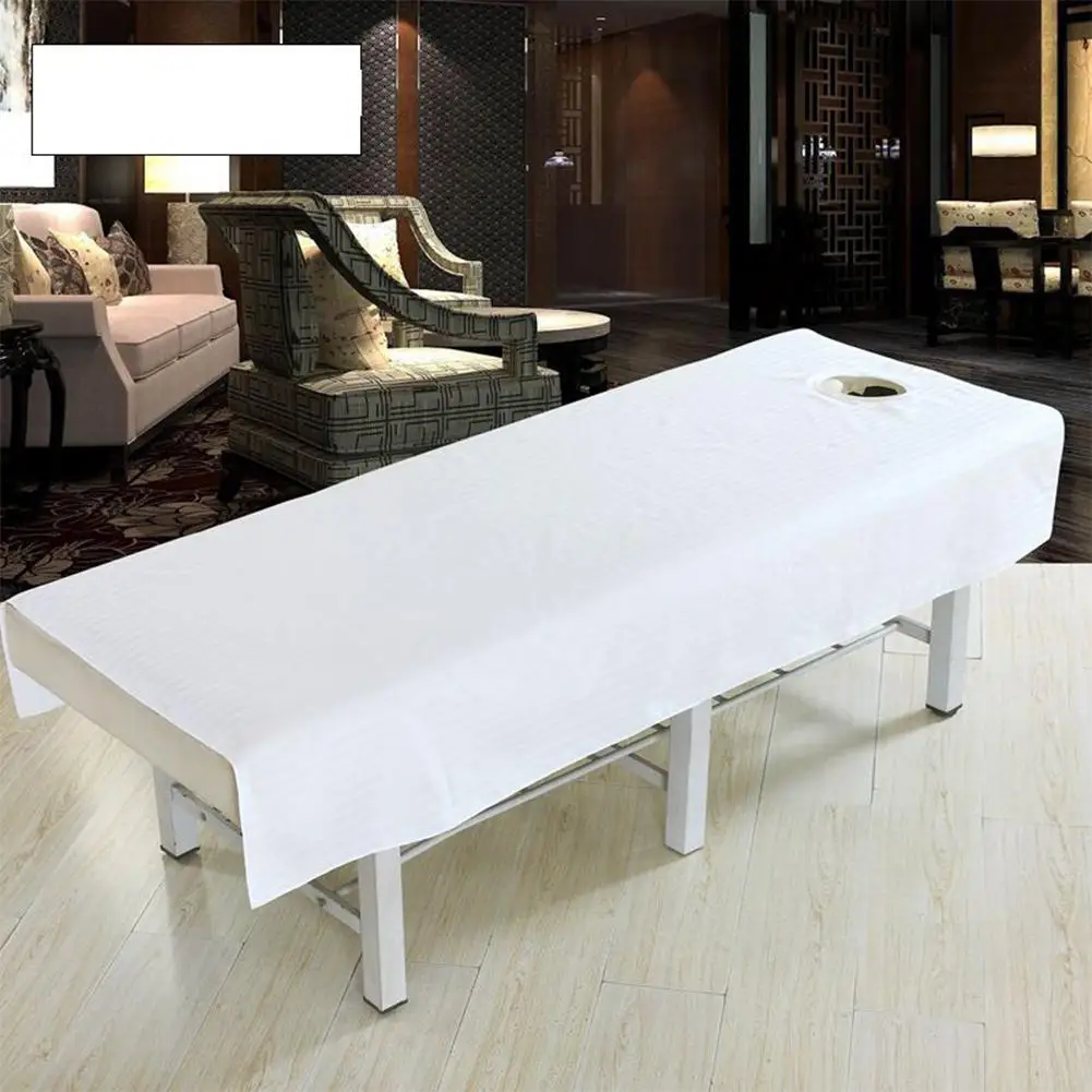 White IdealHouse Модная хлопковая Красота салон для spa массажа тела Скатерти покрывало лист с уход за кожей лица отверстие Однотонная одежда - Цвет: White