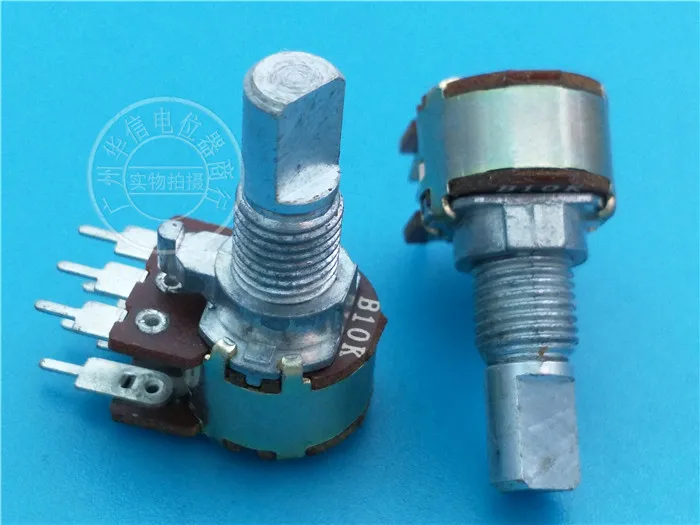 6pcs HT 125-type double Rotary potentiometer B10K / shank length 15MMF / long leg Axle shaft