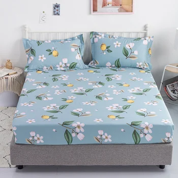 

1pcs Printed Fitted Sheet High Elastic Bed Sheet Four Corners with Elastic Band Mattress Cover Queen Size No Free Pillowcases