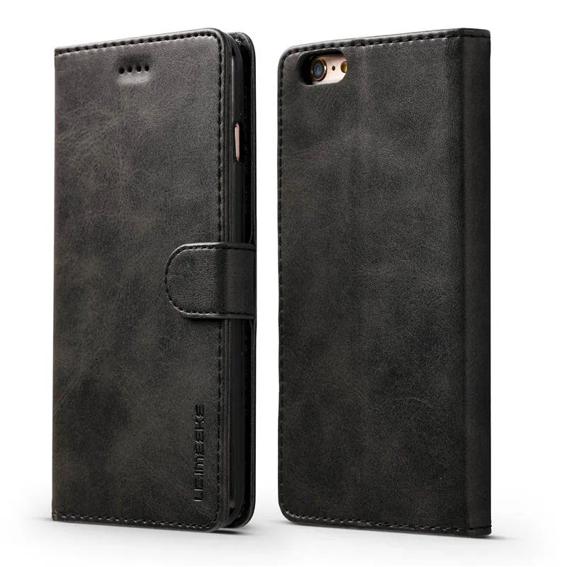 black Кожаный бумажник флип чехол для телефона для IPhone 11 Pro Max XR XS MAX сумка для Iphone 7 8 Plus 6 6s X полный Корпус Бизнес задняя крышка - Цвет: black