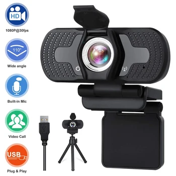 

USB2.0 Live Streaming Video Recording Drive Free Full HD Webcam With Privacy Cover And Tripod Computer Accesories Conferencing