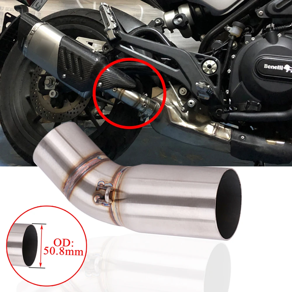 

51mm Motorcycle Exhaust Muffler Slip On BJ 500 For Benelli Leoncino 500 BJ500 Escape Modified Middle Link Pipe Connection