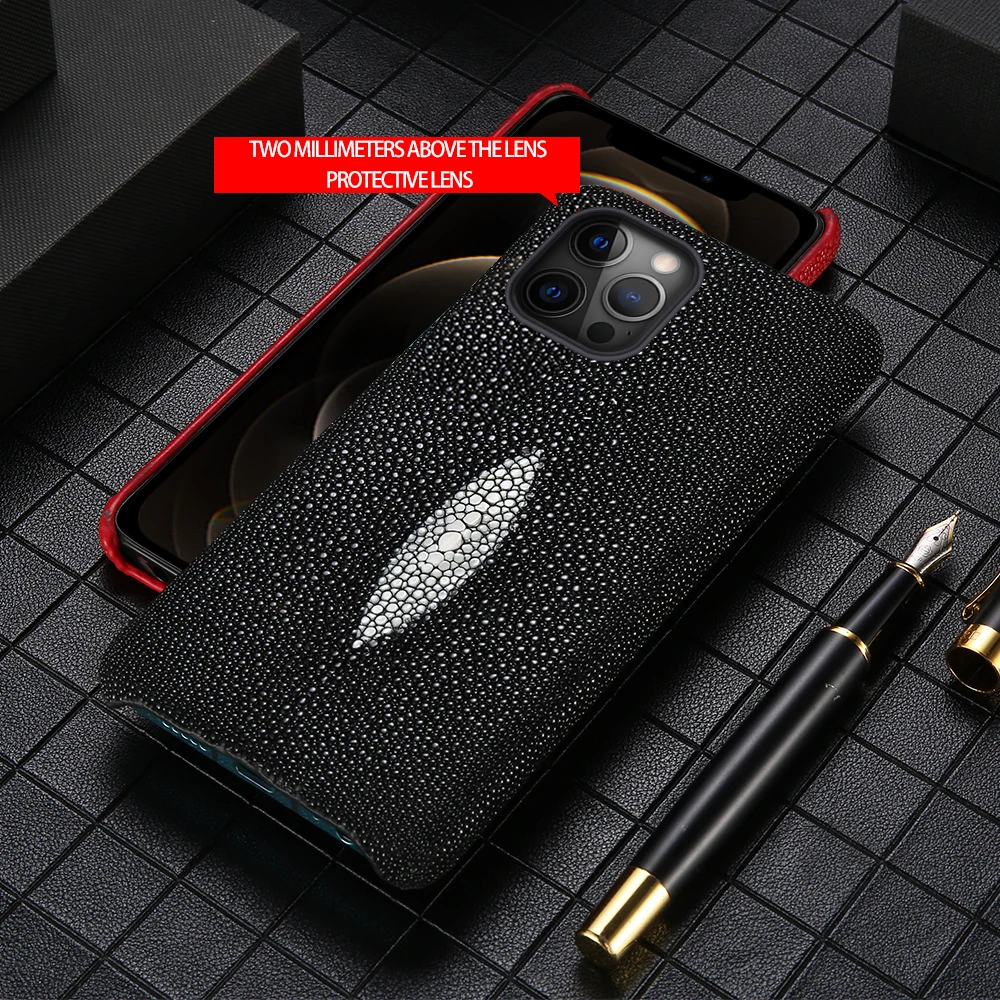Genuine Stingray Leather Phone Case for iPhone 12