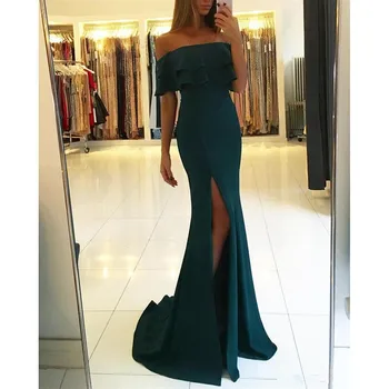 

Backless Prom Dresses Mermaid Off The Shoulder Slit Sexy Long Prom Gown Evening Dresses Evening Gown