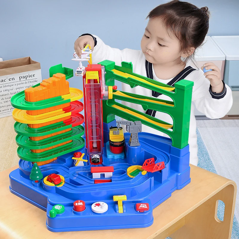 

Manual Car Adventure Track Toy Train Track Big Adventure Suit Educational Rescue Vehicles Adventure Toys Parking Lot For Boy Car