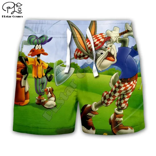 Детские толстовки с капюшоном с изображением забавных жуков и Банни Looney Tunes, толстовки с объемным принтом детский спортивный костюм на молнии для маленьких мальчиков и девочек, футболка и штаны - Цвет: kids casual shorts
