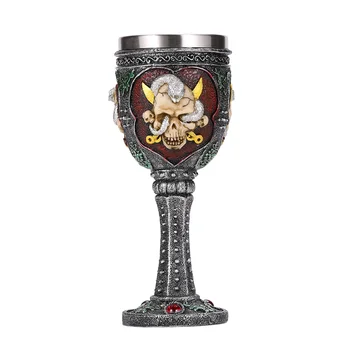 

Skull Resin Stainless Steel Goblet 200ml Silver Snake Wine Glass Horrible Cocktail Glasses Whiskey Cup Pub Bar Gothic Drinkware