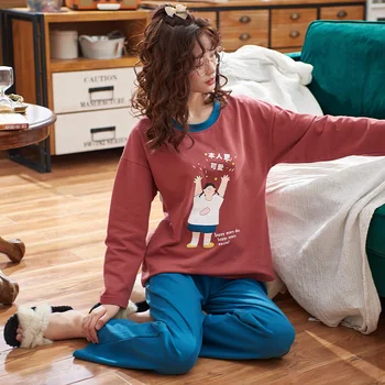 

2020 Women's Pajama Sets Cotton Sleepwear Woman Pijama Cute Home Clothes For Women Girls Soft Home Suit Lounge Wear