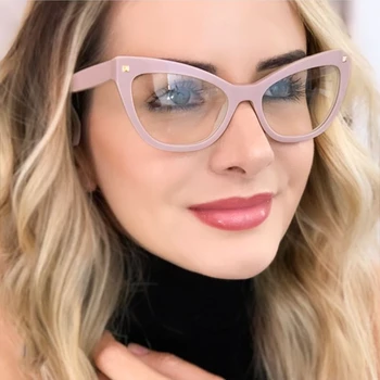 

QPeClou 2020 TR90 Sexy Cat Eye Glasses Frame Women Optical Computer Transparent Eyeglasses Frames Men Decorative Spectacles