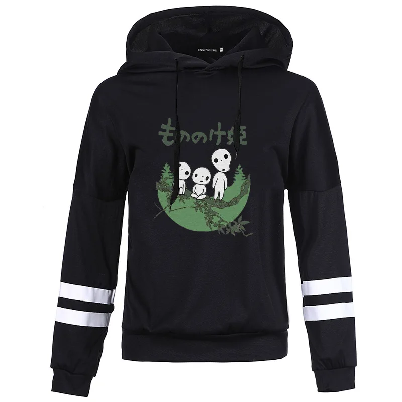 Ghibli Fairydust Kawaii Harajuku Толстовка для женщин милый забавный мультфильм аниме кофты 90s Графический Hoody Femal - Цвет: W35203BK